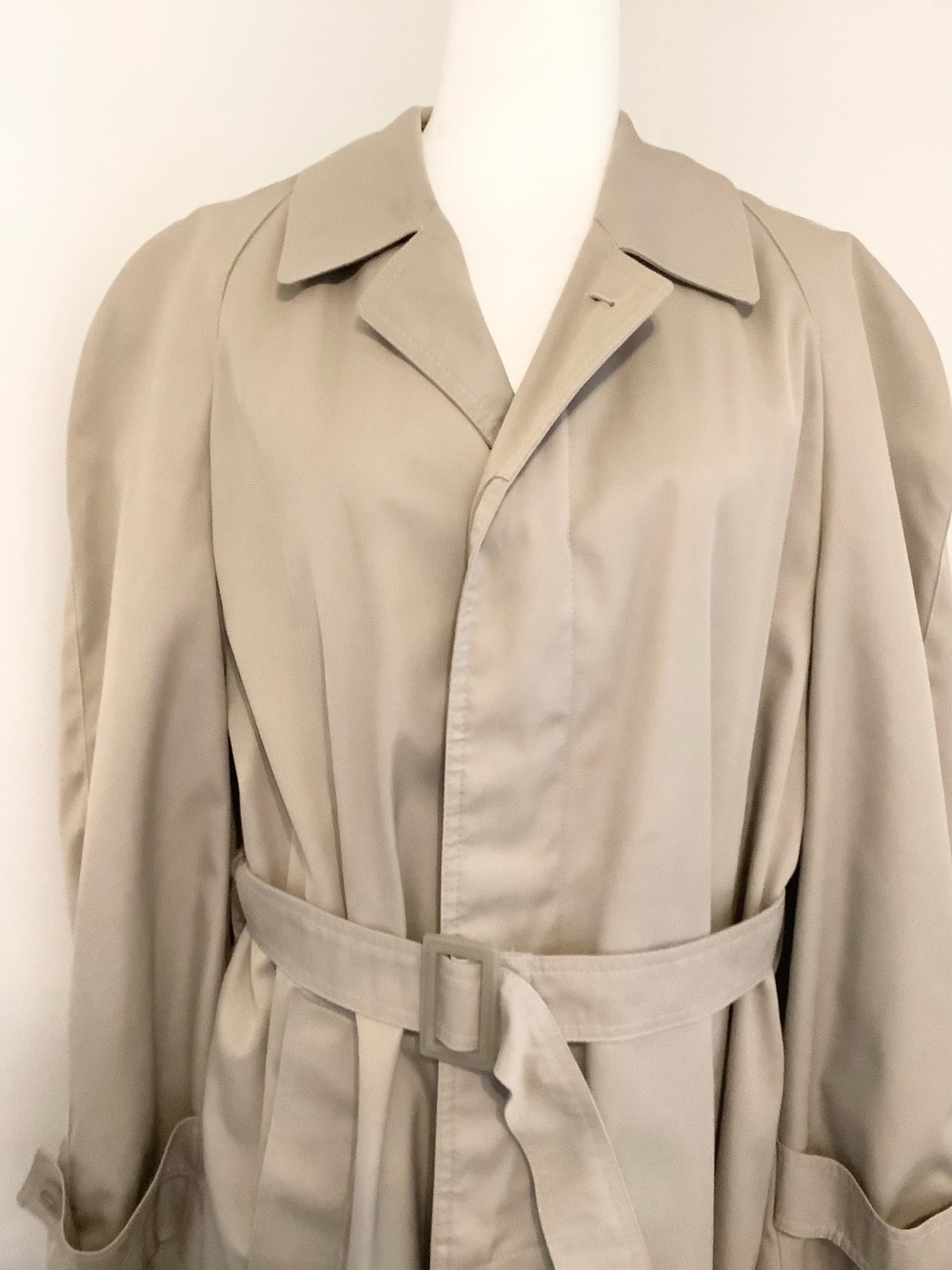 Women's Classic Trench Coat Beige Semi Peplum Sleeves Detachable Belt Sz.42 READ